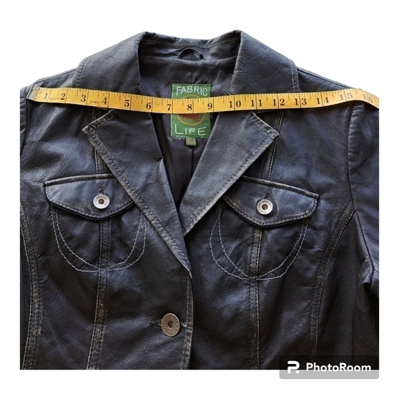Fabric life faded leather women's jacket coat black leather women's Size M - Picture 9 of 12